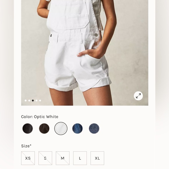 Free People Ziggy Shortalls Optic White Size M We The Free - Picture 15 of 16